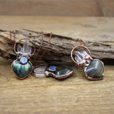 Labradorite Heart Pendant Antique Copper Crystal Necklace
