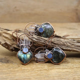 Labradorite Heart Pendant Antique Copper Crystal Necklace