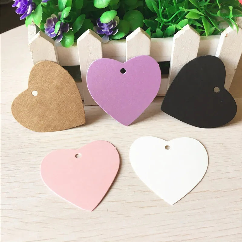Heart Shape Hang Tag for Candy Cake Gift Present Wedding Labels 100Pcs