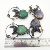 Heart Shape Green Adventurine Pendant Moon Star Necklace Choker
