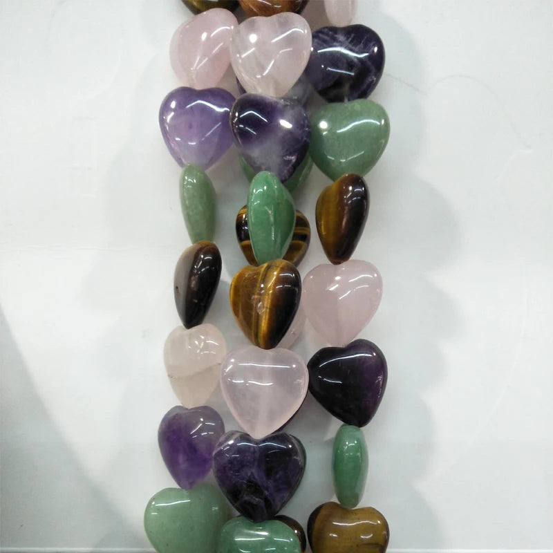Heart Shape Pink Crystal Tigereye Amethyst Green Aventurine Loose Beads 20mm