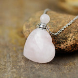 Heart Shape Natural Stone Essential Oil Diffuser Pendant Perfume Bottle Necklace