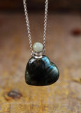 Heart Shape Natural Stone Essential Oil Diffuser Pendant Perfume Bottle Necklace
