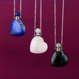 Heart Shape Natural Stone Essential Oil Diffuser Pendant Perfume Bottle Necklace