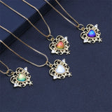 Heart Pendant Choker Necklace Colorful Zircon Chain Brass Copper Jewelry