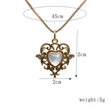 Heart Pendant Choker Necklace Colorful Zircon Chain Brass Copper Jewelry
