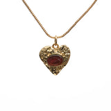 Heart Pendant Choker Necklace Colorful Zircon Chain Brass Copper Jewelry