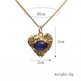 Heart Pendant Choker Necklace Colorful Zircon Chain Brass Copper Jewelry