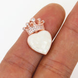 Heart Shape Pendant Jewelry Findings Crown Heart Enamel Women Romantic Necklace