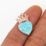 Heart Shape Pendant Jewelry Findings Crown Heart Enamel Women Romantic Necklace