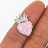 Heart Shape Pendant Jewelry Findings Crown Heart Enamel Women Romantic Necklace