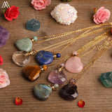 Heart Perfume Bottle Pendant Amethyst Pink Quartz Necklace