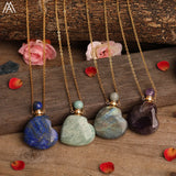 Heart Perfume Bottle Pendant Amethyst Pink Quartz Necklace