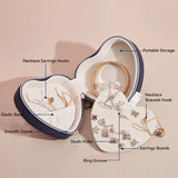 Heart Jewelry Box Travel Organizer PU Leather Women Girls Case