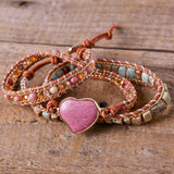 Heart Shape Romantic Chakra Leather Wrap Bracelet