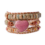 Heart Shape Romantic Chakra Leather Wrap Bracelet