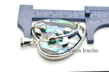 Heart Shape Rose Flower Abalone Shell Pendant Silver Party Jewelry Women Girls