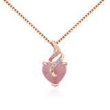 Heart Shape Rose Quartz Pendant Necklace 14k Chain Fine Jewelry