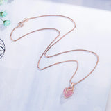 Heart Shape Rose Quartz Pendant Necklace 14k Chain Fine Jewelry