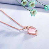 Heart Shape Rose Quartz Pendant Necklace 14k Chain Fine Jewelry