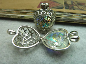 Heart Shape Silver Plated Wishing Box with Crystal Gem 6pcs