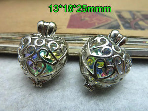 Heart Shape Silver Plated Wishing Box with Crystal Gem 6pcs