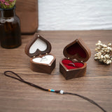 Wooden Heart Shape Ring Box Organizer with Lid