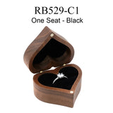 Wooden Heart Shape Ring Box Organizer with Lid