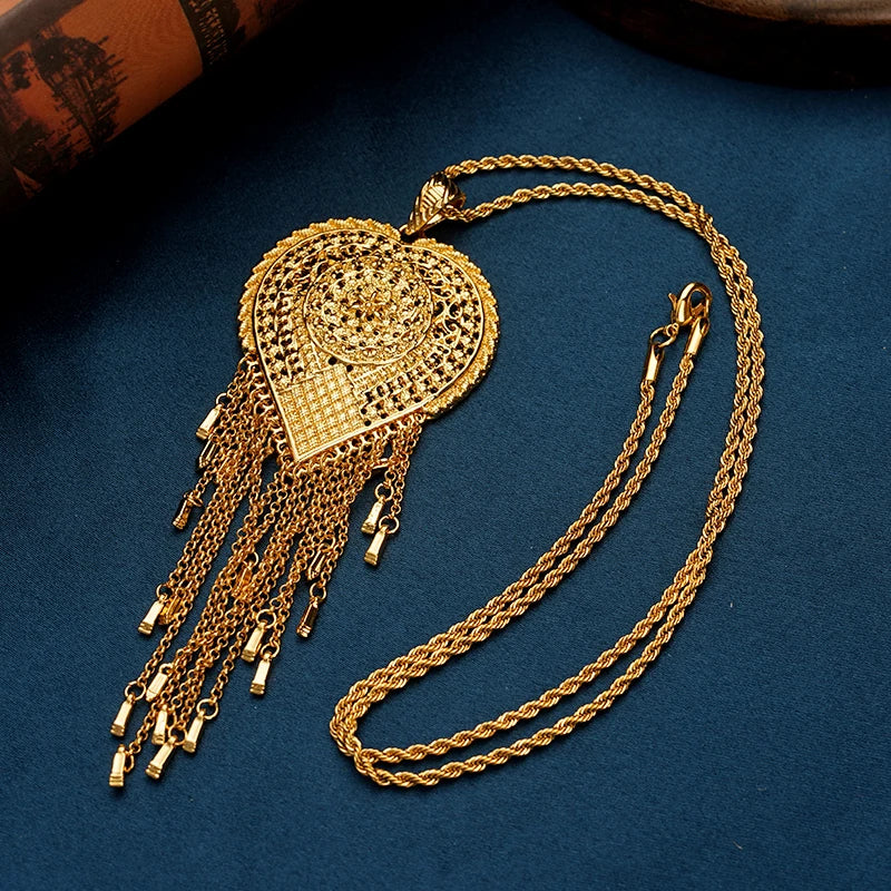 Heart Shape Tassels Pendant for Women Kurdish Jewelry