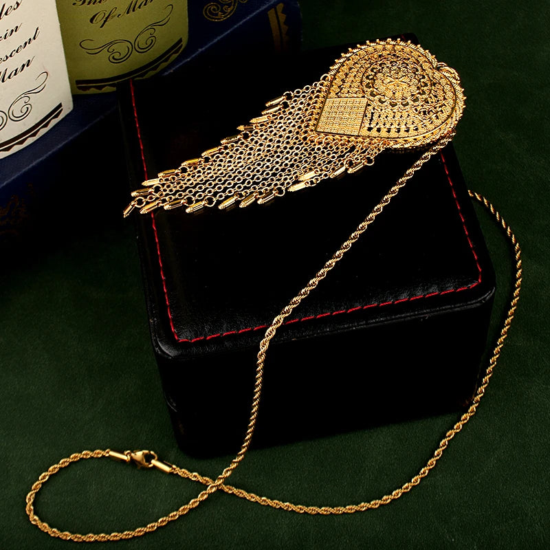 Heart Shape Tassels Pendant for Women Kurdish Jewelry