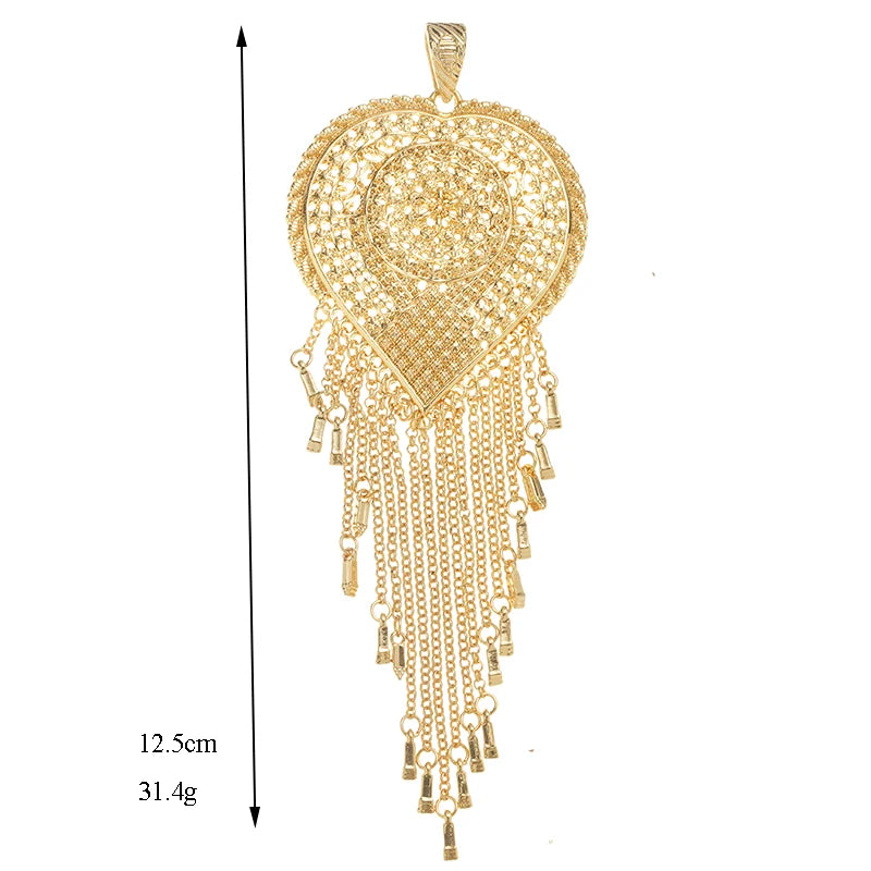 Heart Shape Tassels Pendant for Women Kurdish Jewelry