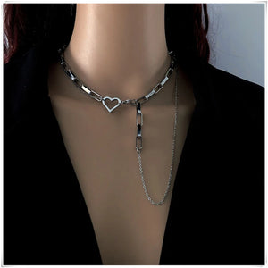 Heart Shape Multilayer Necklaces Silver Titanium Party Gift Chokers