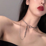 Heart Shape Multilayer Necklaces Silver Titanium Party Gift Chokers