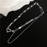 Heart Shape Multilayer Necklaces Silver Titanium Party Gift Chokers
