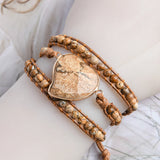 Heart Shape Wrap Bracelet 3 Strands Tiger Eye Bohemian Bracelet