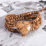Heart Shape Wrap Bracelet 3 Strands Tiger Eye Bohemian Bracelet