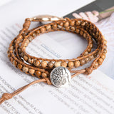 Heart Shape Wrap Bracelet 3 Strands Tiger Eye Bohemian Bracelet