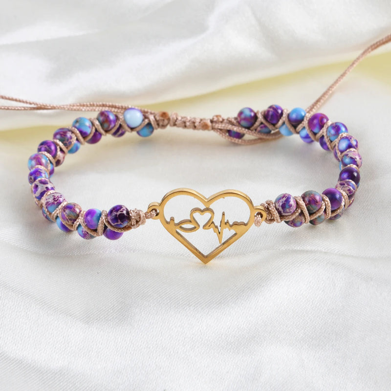 Heart Shape Wrap Bracelet Natural Stone Statement Vegan Bracelet