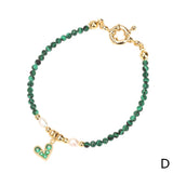 Zircon Pendant Bracelet Natural Stone Beaded Bangles