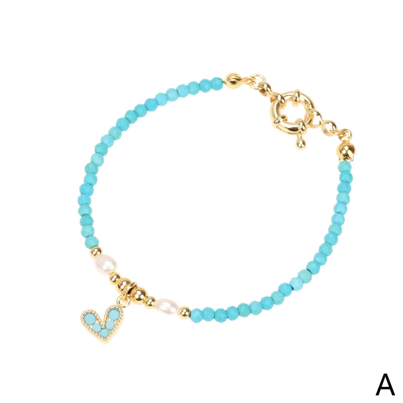 Zircon Pendant Bracelet Natural Stone Beaded Bangles