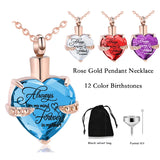 Heart 12 Birthstone Memorial Ashes Pendant Cremation Jewelry - Flannel Bag
