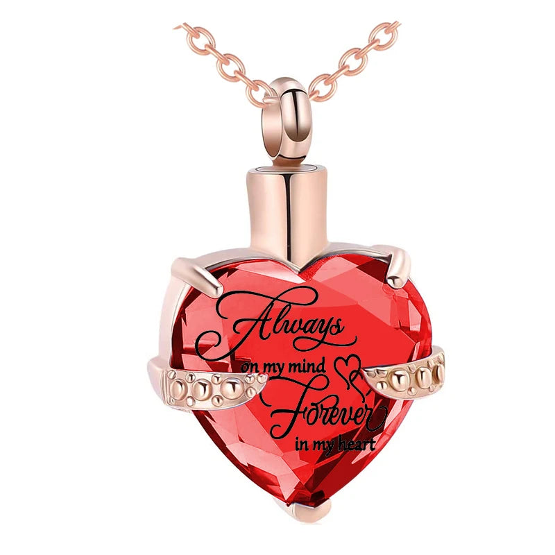 Heart 12 Birthstone Memorial Ashes Pendant Cremation Jewelry - Flannel Bag