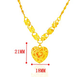Heart Shaped 24k Yellow Plated Pendant Necklace for Women