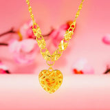 Heart Shaped 24k Yellow Plated Pendant Necklace for Women