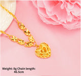 Heart Shaped 24k Yellow Plated Pendant Necklace for Women