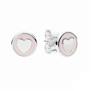 Heart Shaped 925 Silver Earrings For Women Pale Rose Mothers Gift