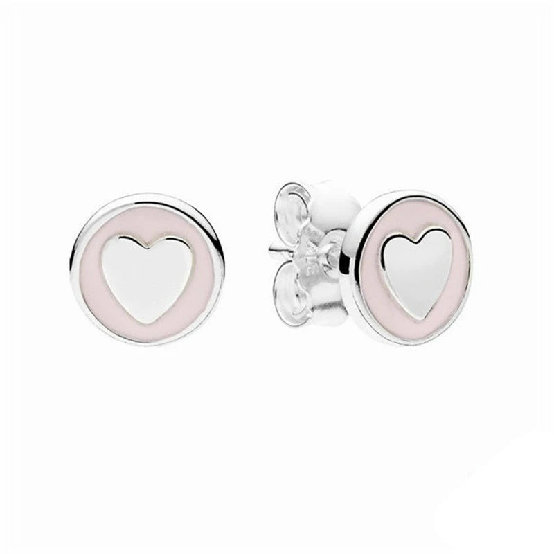 Heart Shaped 925 Silver Earrings For Women Pale Rose Mothers Gift