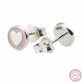 Heart Shaped 925 Silver Earrings For Women Pale Rose Mothers Gift