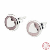 Heart Shaped 925 Silver Earrings For Women Pale Rose Mothers Gift