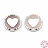 Heart Shaped 925 Silver Earrings For Women Pale Rose Mothers Gift